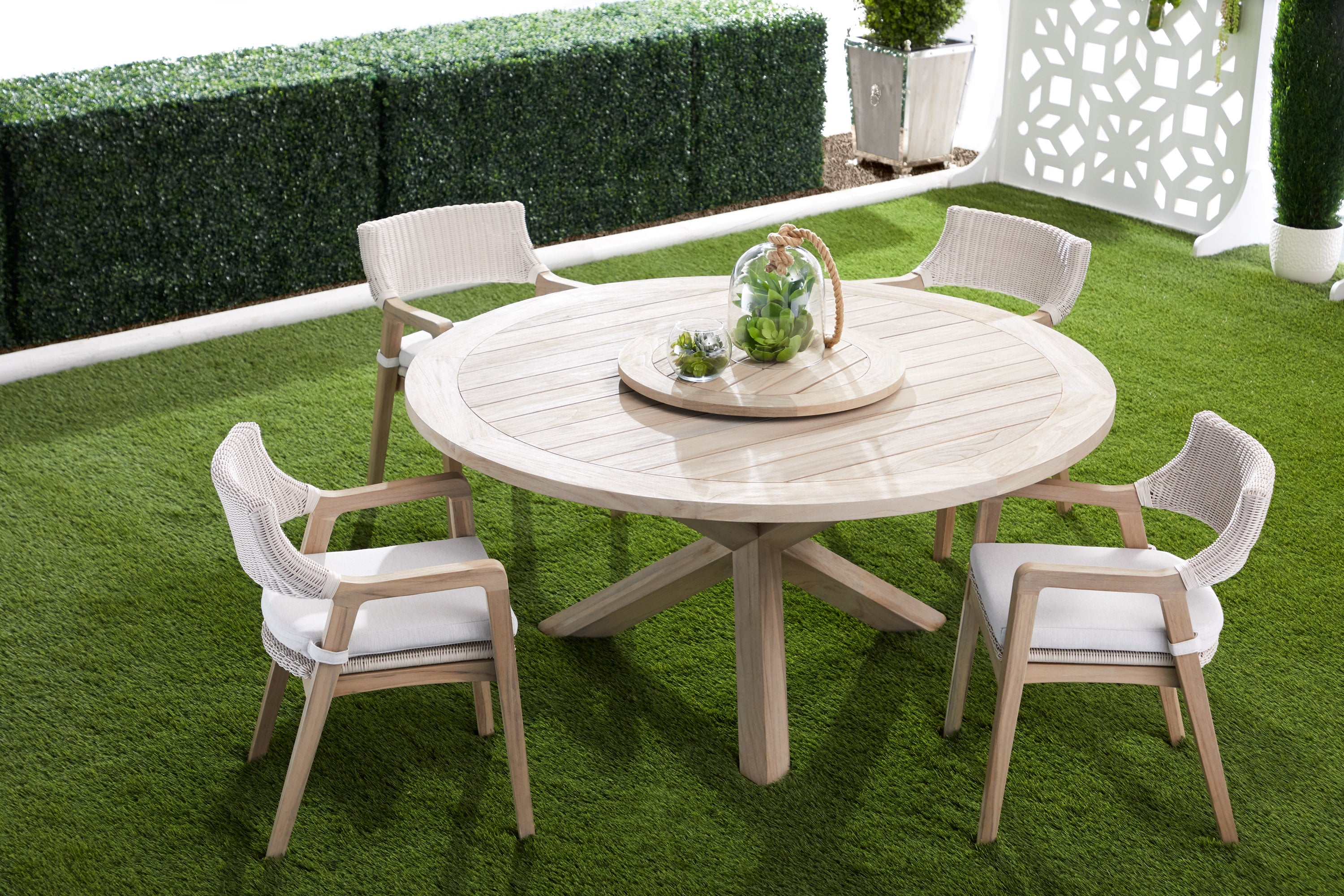 Lazy susan garden table and 2024 chairs