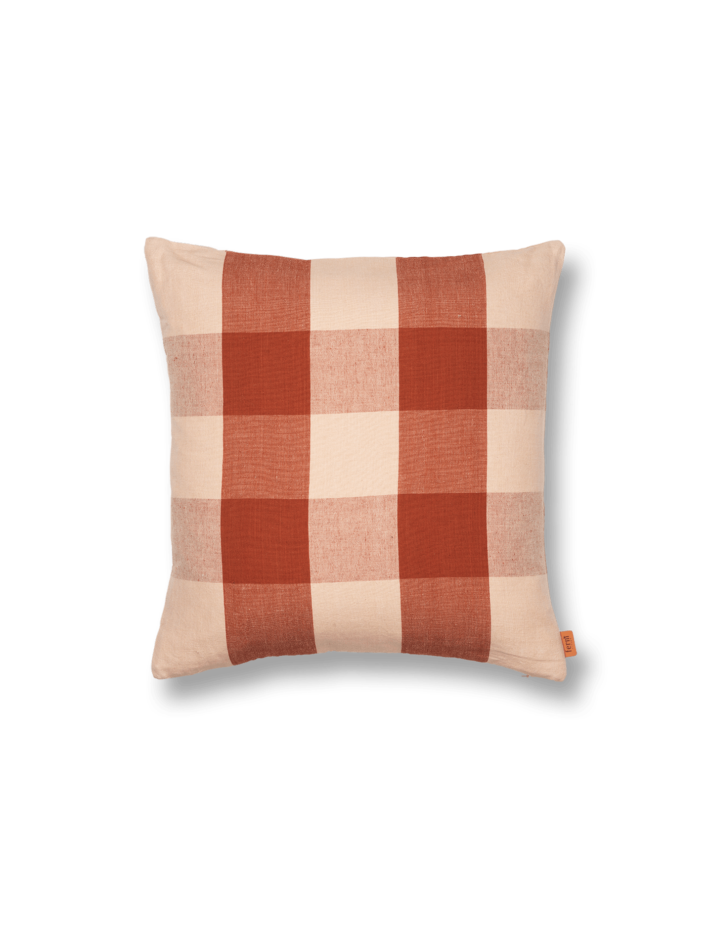 Cream and Rust Plaid Linen Pillow