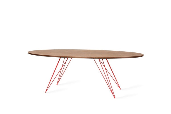 Tronk Williams Coffee Table - Oval Thin Maple Blood Red