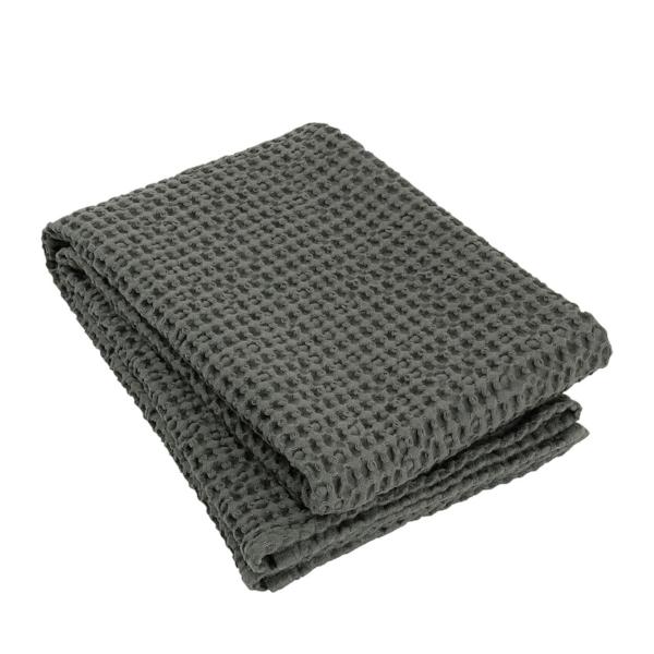 Black Waffle Weave Cotton Bath Towel