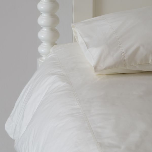 Huddleson Ivory Cotton Percale Duvet Cover - Hemstitch