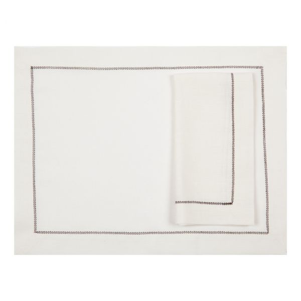 Huddleson Hemstitch Linen Placemats - Set of 2