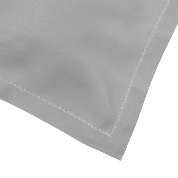 White Pure Linen Napkin with Contrast Black Hemstitch