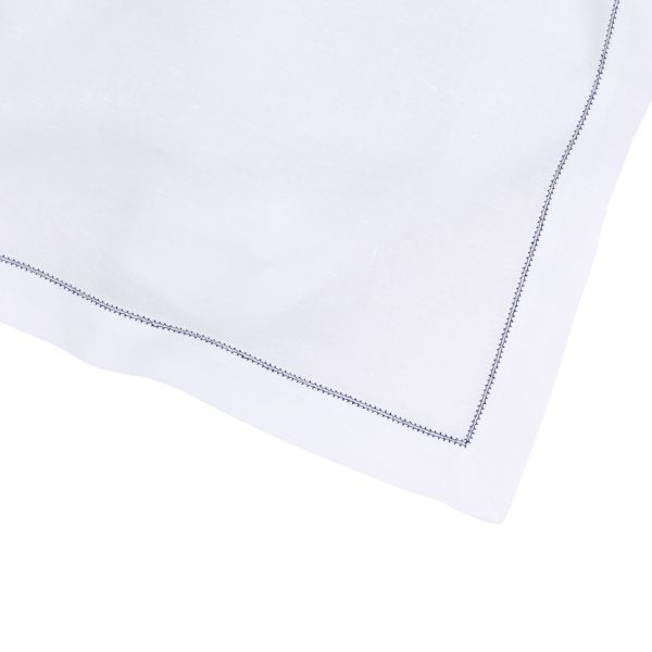 White Linen Napkin with Silver Contrast Hemstitch