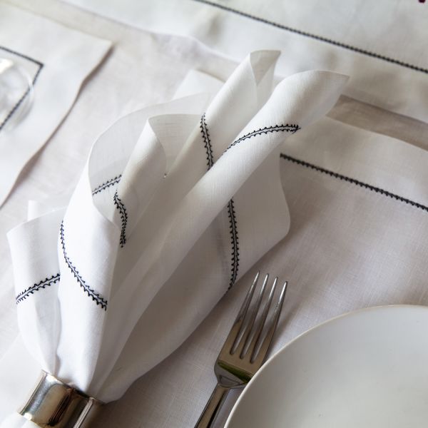 Huddleson Hemstitch Linen Placemats - Set of 2